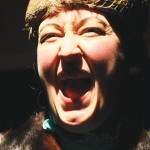 Mrs. Gottlieb, mother of Gordon, played by Pam Jungck-Wright, alumni of CSC, exhibiting her disdain for cell phones during a funeral scene. — Photo by T.J. Thomson Pam Jungck-Wright as Mrs. Gottlieb