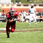 Travis Reeves (6), redshirt freshman wide receiver of Chadron, rushes the ball during the Eagles’ game against the University of Mary Marauders Aug. 28.
