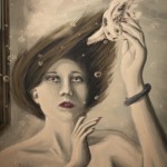 “To Get Away,” digital illustration by Kelsey Hinesley, is a surrealistic depiction of a woman with a fish. — Photo by T.J. Thomson