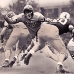 Don Holst, (37) for Emporia State University, rushes toward the end zone in a game versus Southwest Missouri State in Springfield, Mo. Holst attended Emporia State in the 1950s, but could not specify the date of this game-Photo courtesy of Don Holst.