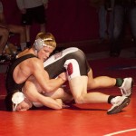 Jordan Debus, junior from Mitchell, wrestles a teammate in the Red and White Dual. Debus was undefeated at the Grand Canyon University Tourney on Saturday in Phoenix, Ariz. File Photo by Ashley Swanson
